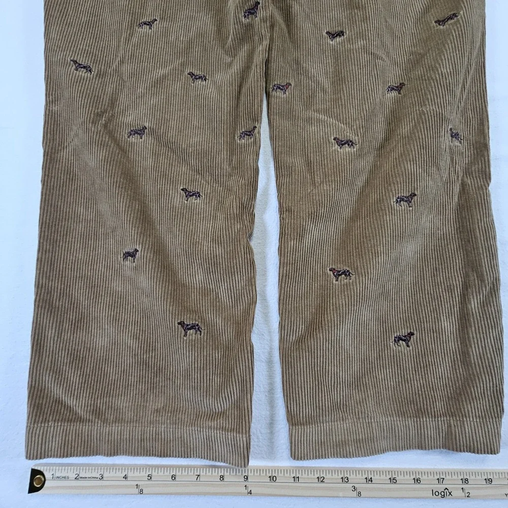 Brooks Brother Mens 42 32‎  Dog Corduroy Pants Hudson Brown Embroidered Tan
